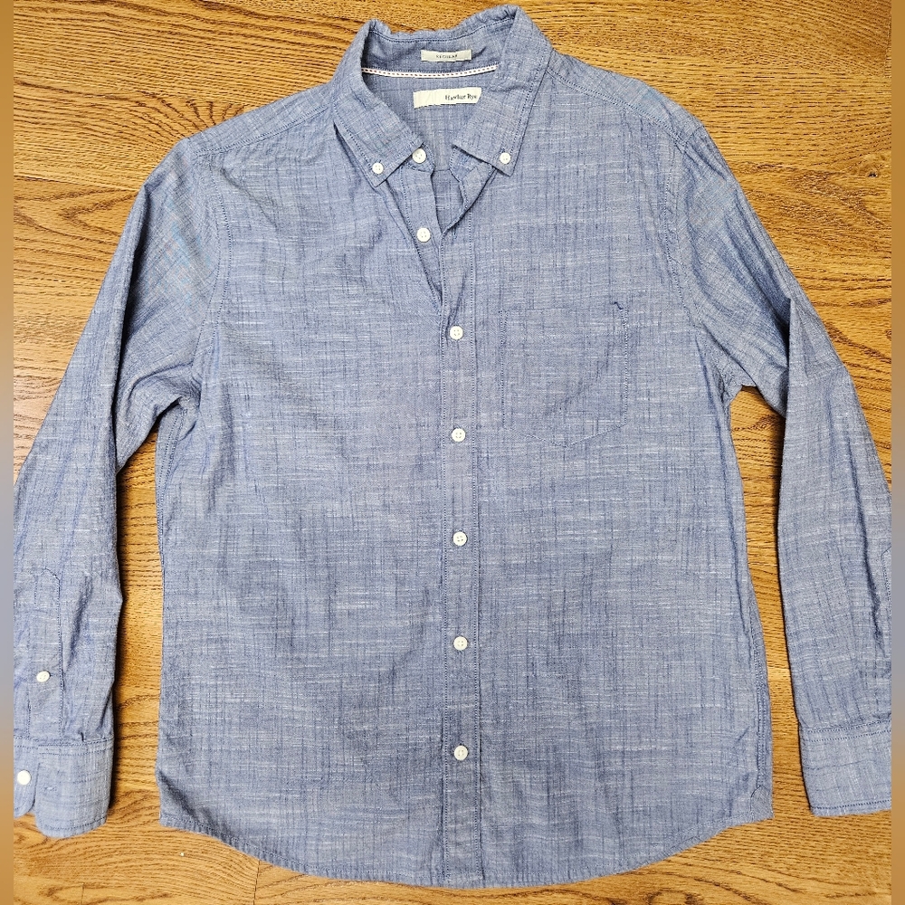 Hawker Rye Men's S Short Casual Chambray Button-Down Shirt